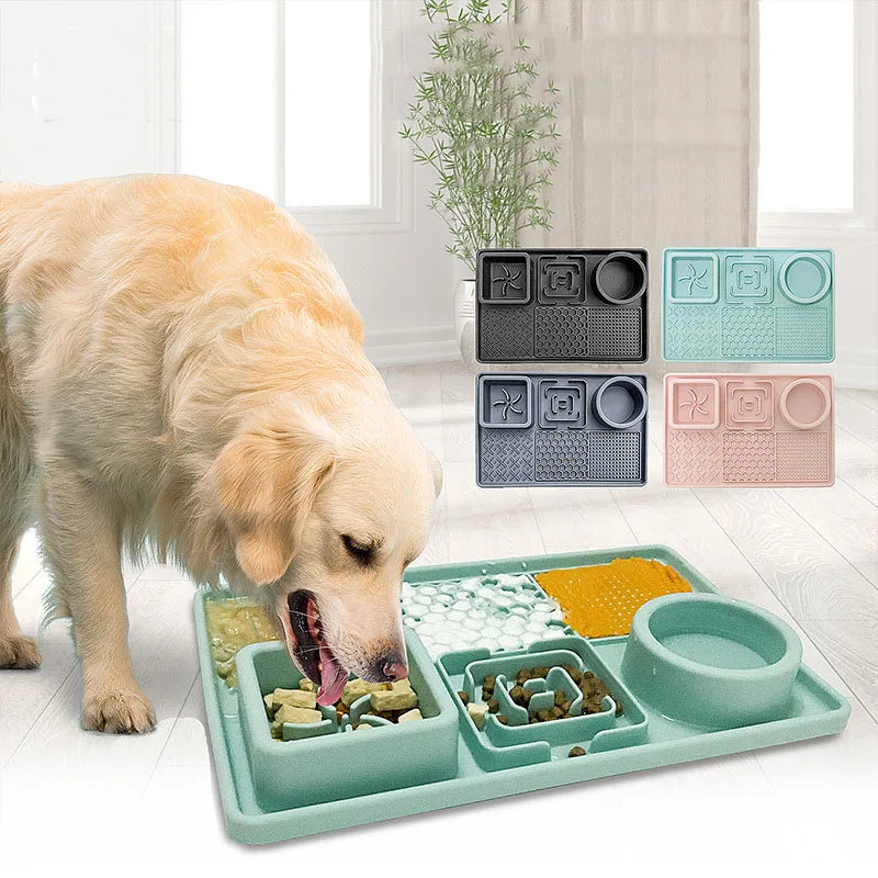 Slow Feeder Bowl & Anti-Stress Licking Mat for Dogs and Cats