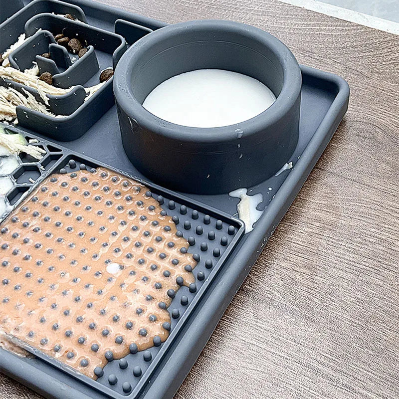 Slow Feeder Bowl & Anti-Stress Licking Mat for Dogs and Cats
