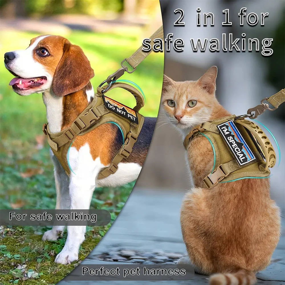 Adjustable Tactical Pet Harness — Dog and Cat (Reflective)
