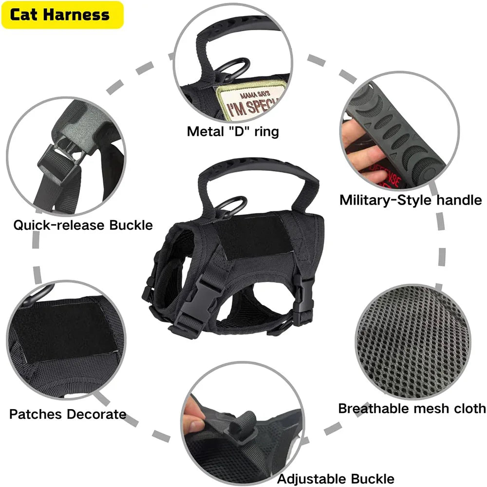 Adjustable Tactical Pet Harness — Dog and Cat (Reflective)