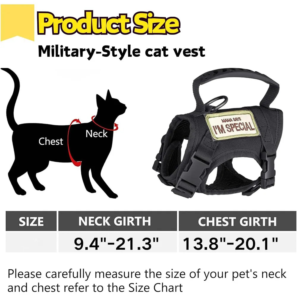 Adjustable Tactical Pet Harness — Dog and Cat (Reflective)
