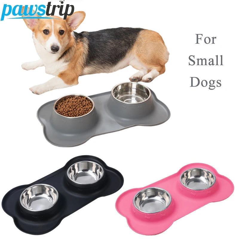 Anti-Slip Silicone Dog Food & Water Bowl Set - main
