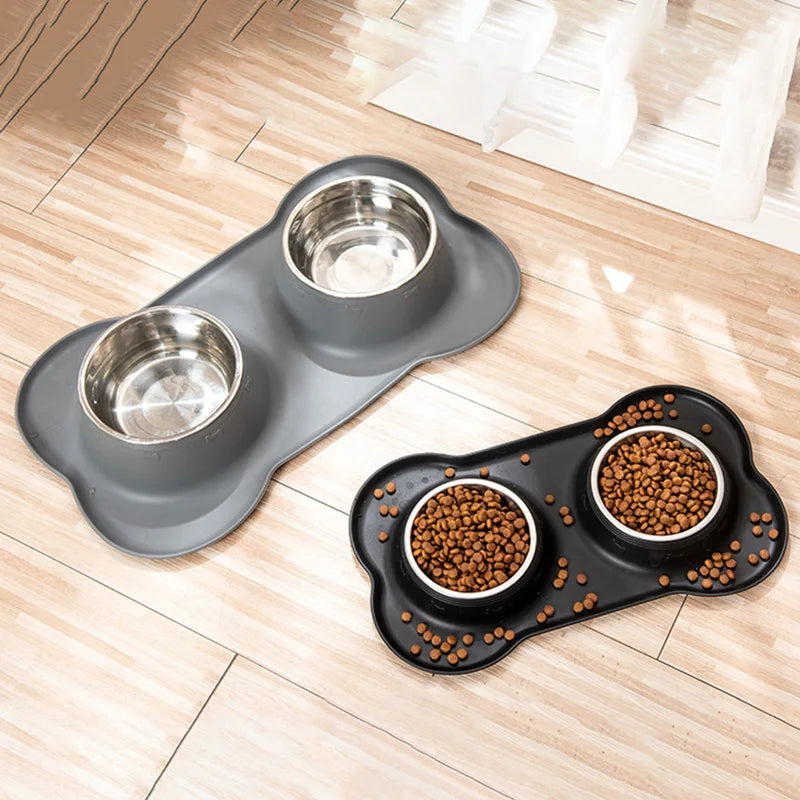 Anti-Slip Silicone Dog Food & Water Bowl Set - view 3