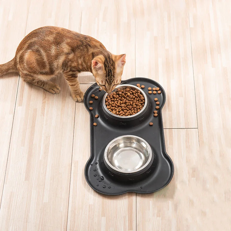 Anti-Slip Silicone Dog Food & Water Bowl Set - view 2