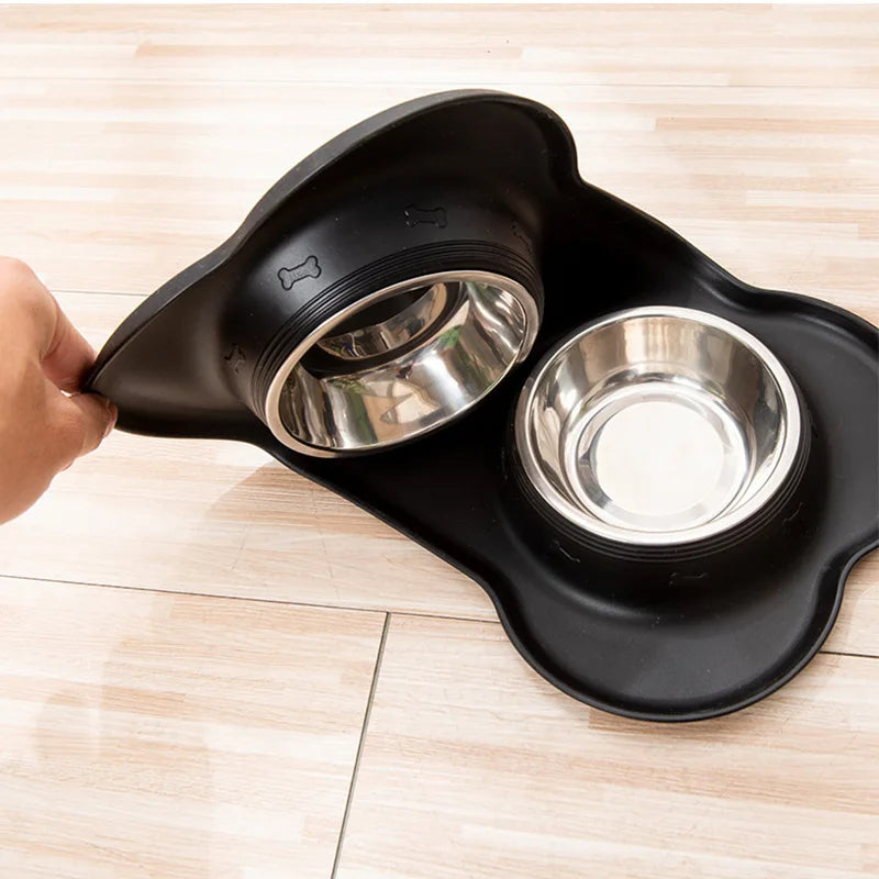 Anti-Slip Silicone Dog Food & Water Bowl Set - view 4